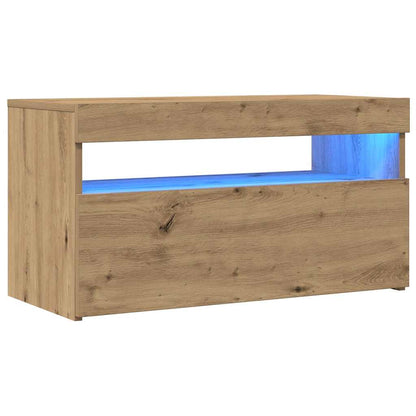 Mobile Porta Tv Con Led Artigianale 75X35X40 Cm Multistrato
