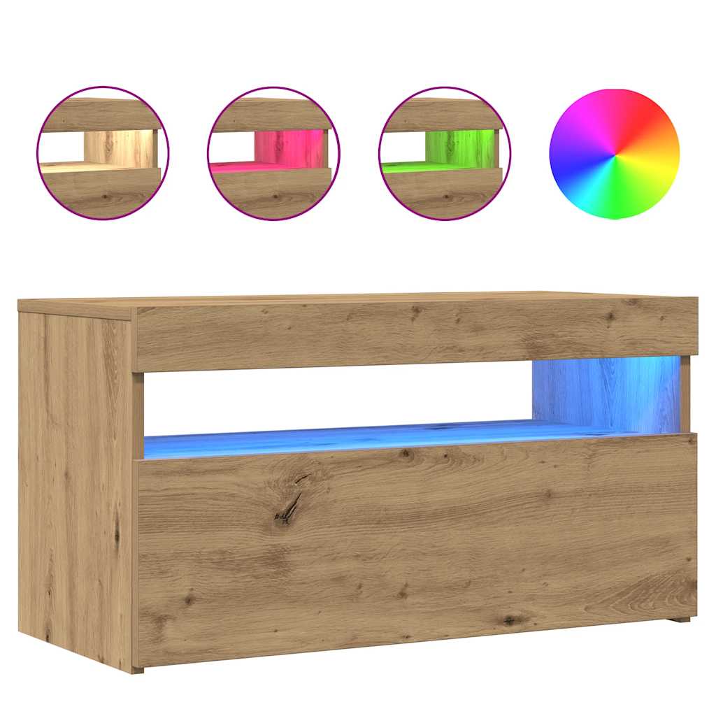 Mobile Porta Tv Con Led Artigianale 75X35X40 Cm Multistrato
