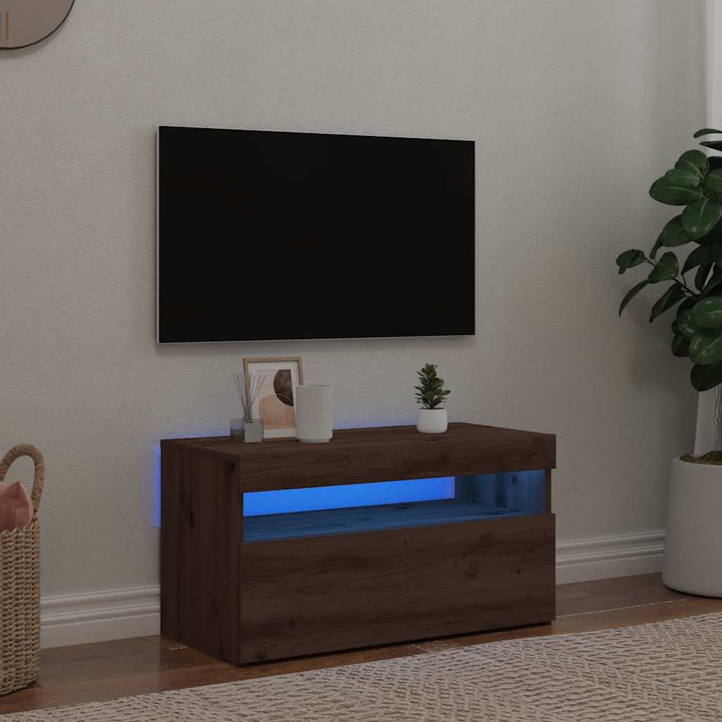 Mobile Porta Tv Con Led Artigianale 75X35X40 Cm Multistrato