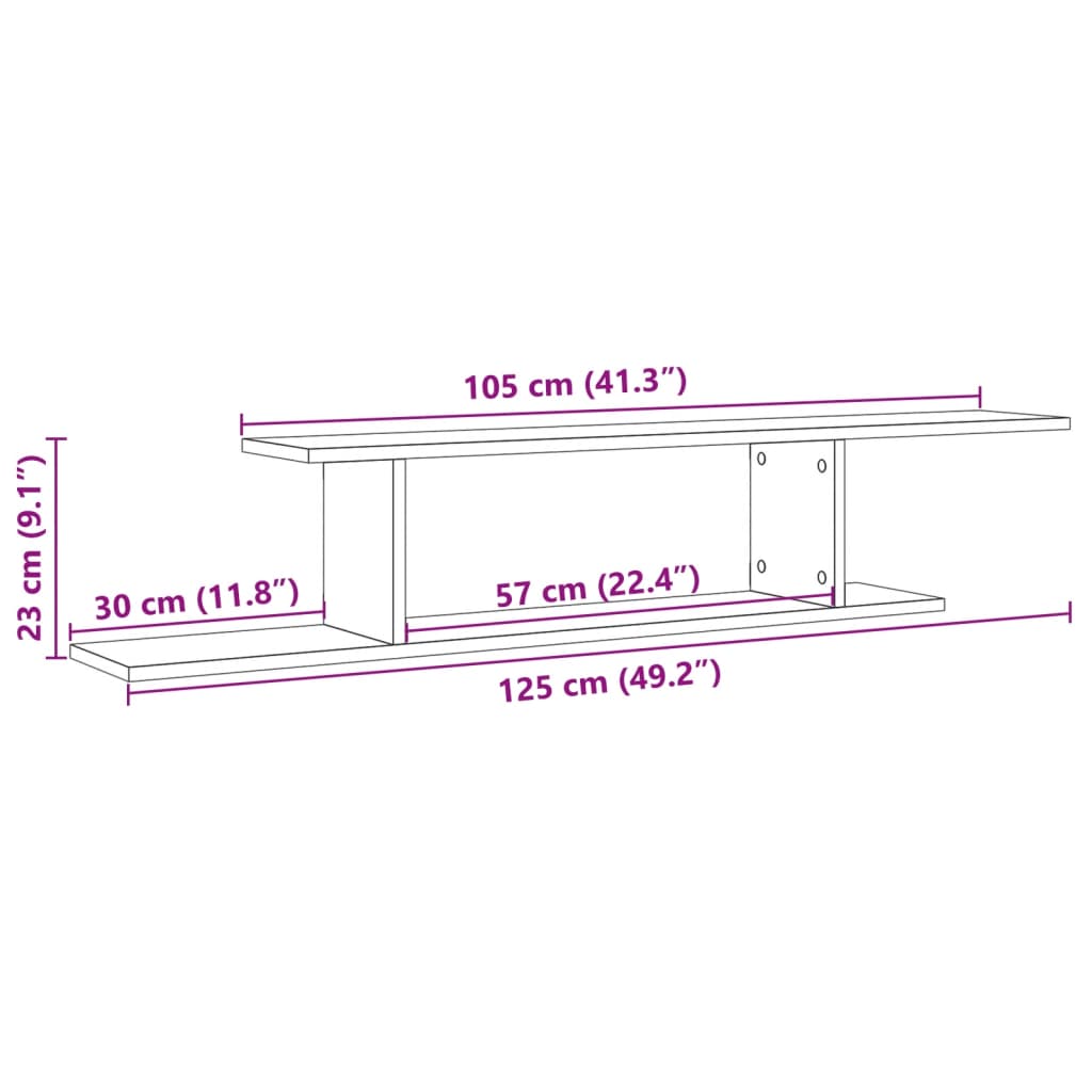 Scaffale Tv Parete 125X18X23 Cm Legno Multistrato