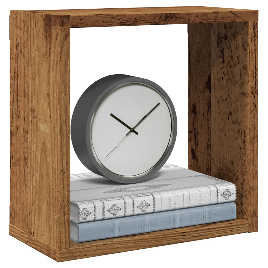 Mensole A Cubo Muro 2 Pz In Truciolato Legno Antico