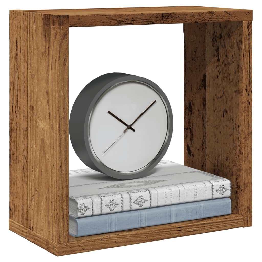 Mensole A Cubo Muro 2 Pz In Truciolato Legno Antico
