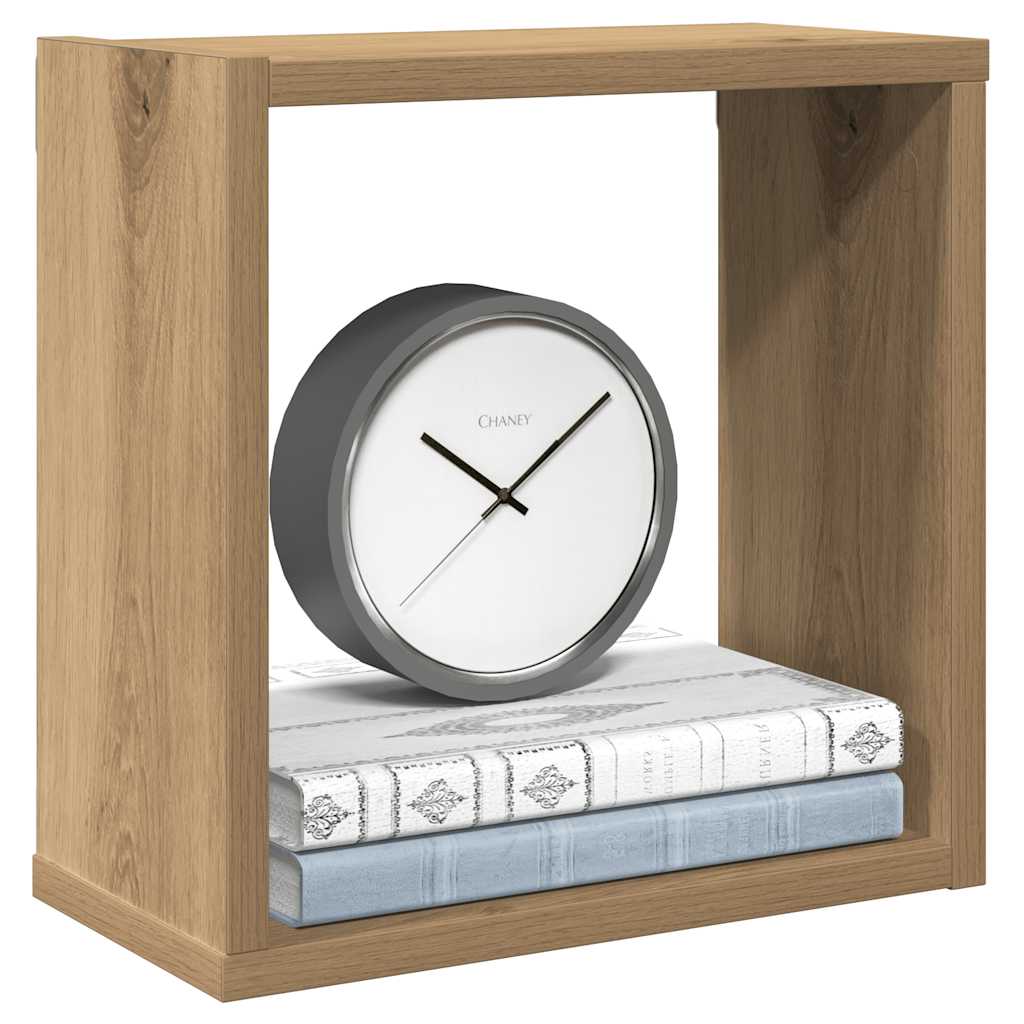 Mensole Parete A Cubo 2 Pz Artigianale 30X15X30 Cm Truciolato Rovere Artigianale
