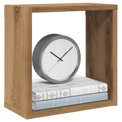 Mensole Parete A Cubo 2 Pz Artigianale 30X15X30 Cm Truciolato Rovere Artigianale