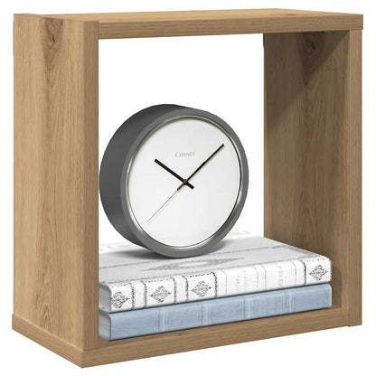Mensole Parete A Cubo 2 Pz Artigianale 30X15X30 Cm Truciolato Rovere Artigianale