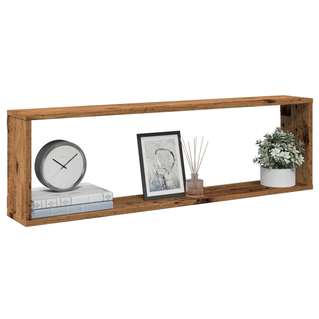 Mensole A Cubo Muro 2 Pz In Truciolato Legno Antico