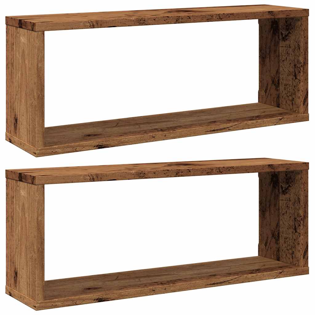 Mensole A Cubo Muro 2 Pz In Truciolato Legno Antico