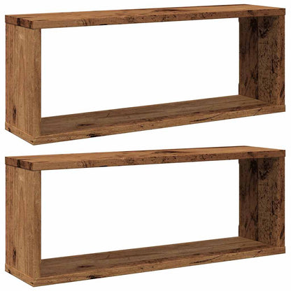 Mensole A Cubo Muro 2 Pz In Truciolato Legno Antico