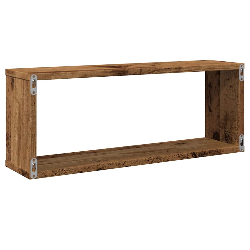 Mensole A Cubo Muro 2 Pz In Truciolato Legno Antico