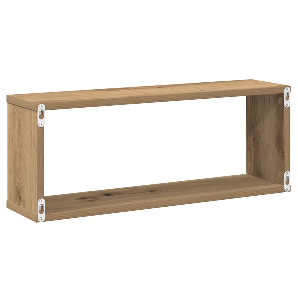 Mensole Parete A Cubo 2 Pz Artigianale 30X15X30 Cm Truciolato Rovere Artigianale