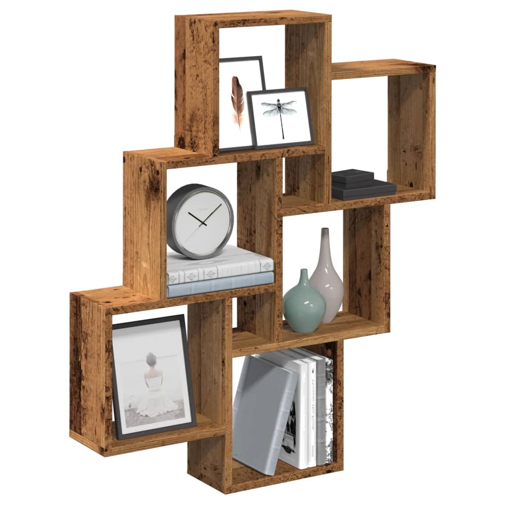 Mensola A Muro A Cubo Artigianale 78X15X93 Cm Legno Multistrato