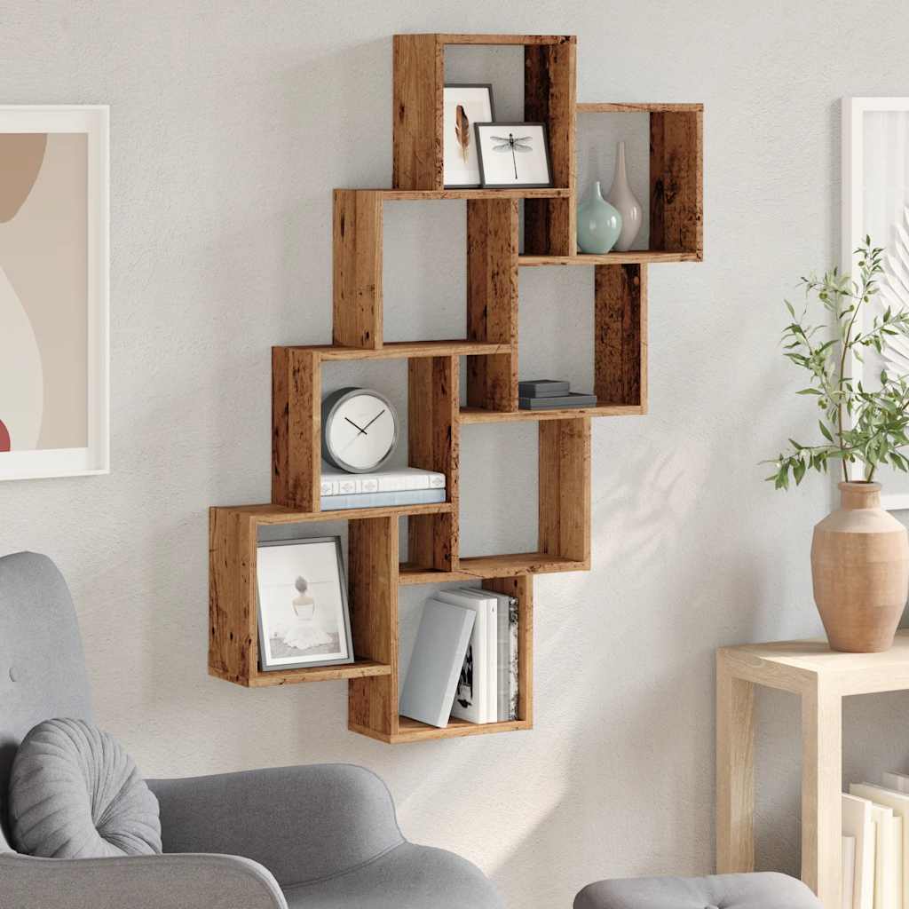 Mensola A Muro A Cubo Antico 90X15X119,5 Cm Legno Multistrato