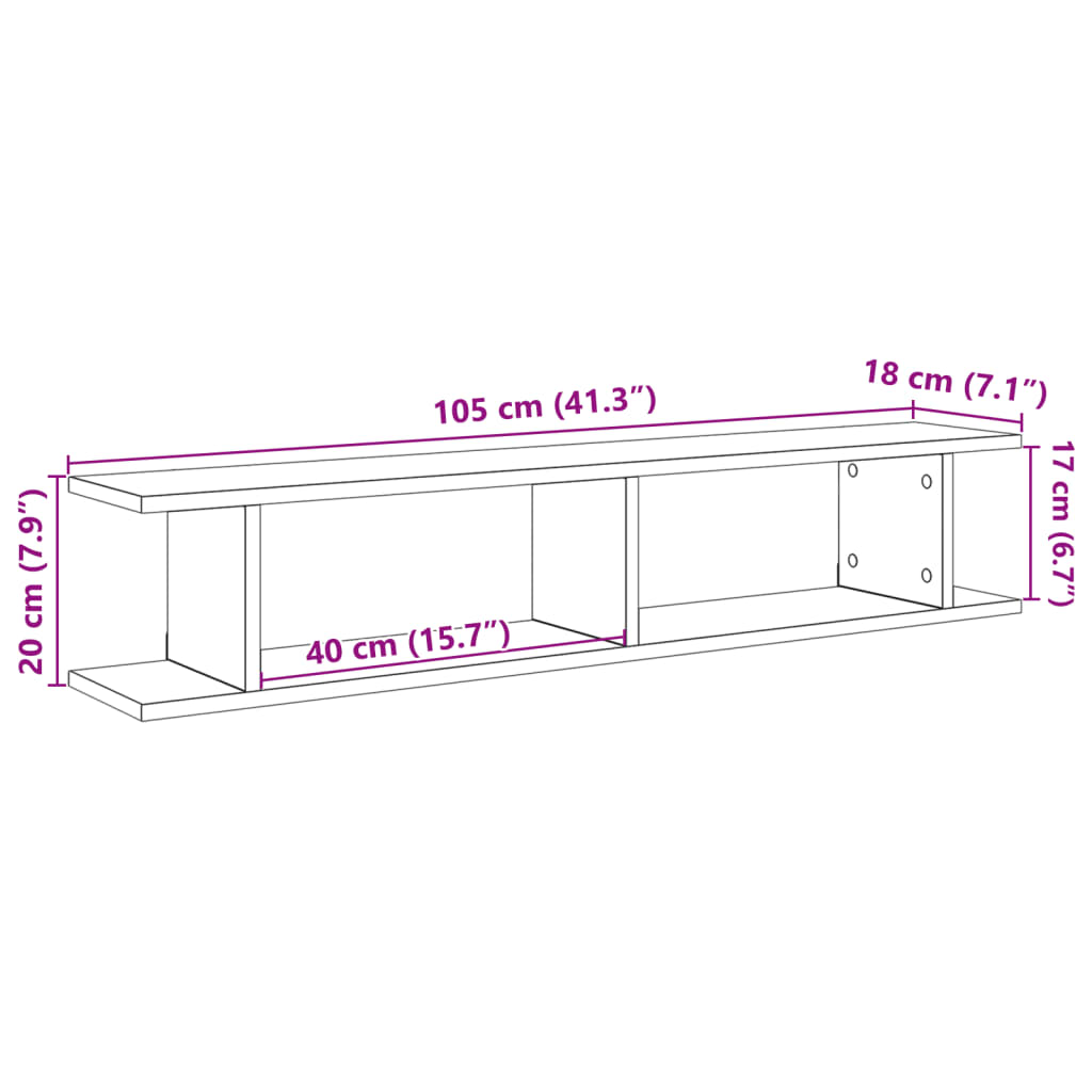 Mensole Da Parete 2Pz Legno Vecchio In Truciolato Legno Antico