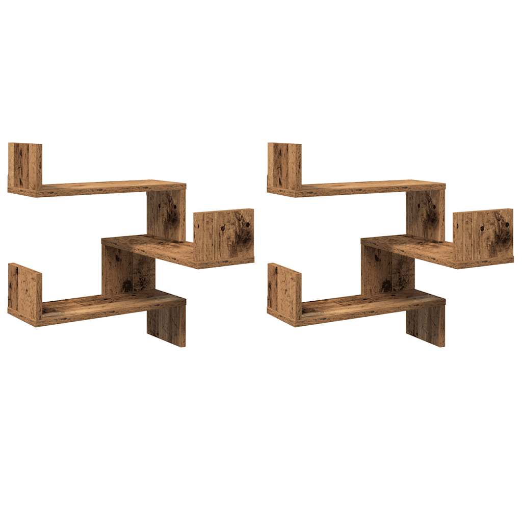 Mensole Angolari 2Pz 40X40X49,5 Cm In Truciolato Legno Antico
