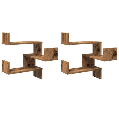 Mensole Angolari 2Pz 40X40X49,5 Cm In Truciolato Legno Antico