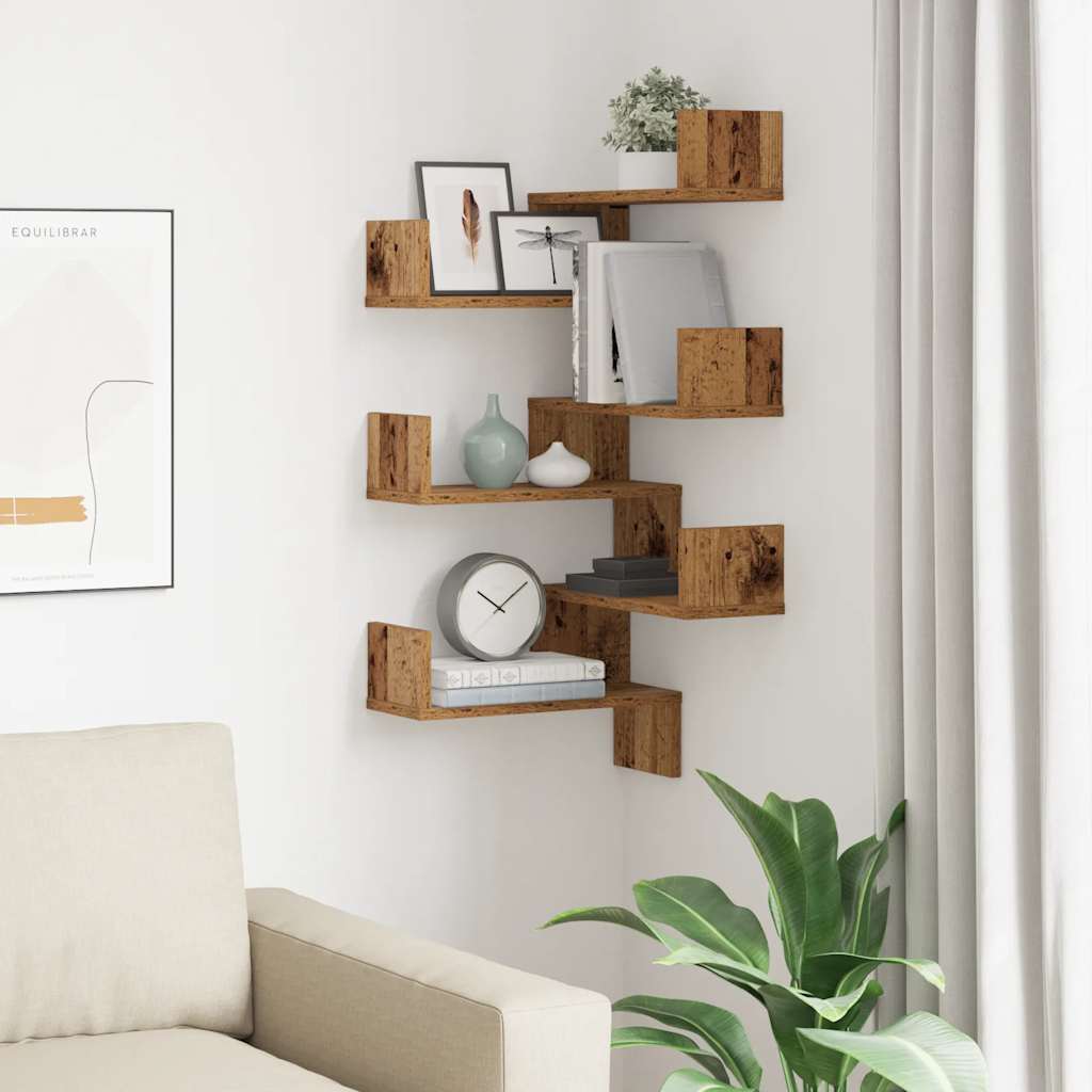 Mensole Angolari 2Pz 40X40X49,5 Cm In Truciolato Legno Antico