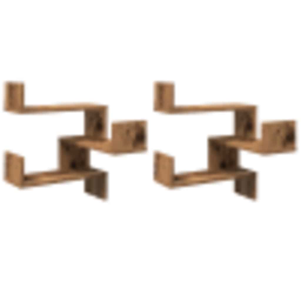 Mensole Angolari 2Pz 40X40X49,5 Cm In Truciolato Legno Antico