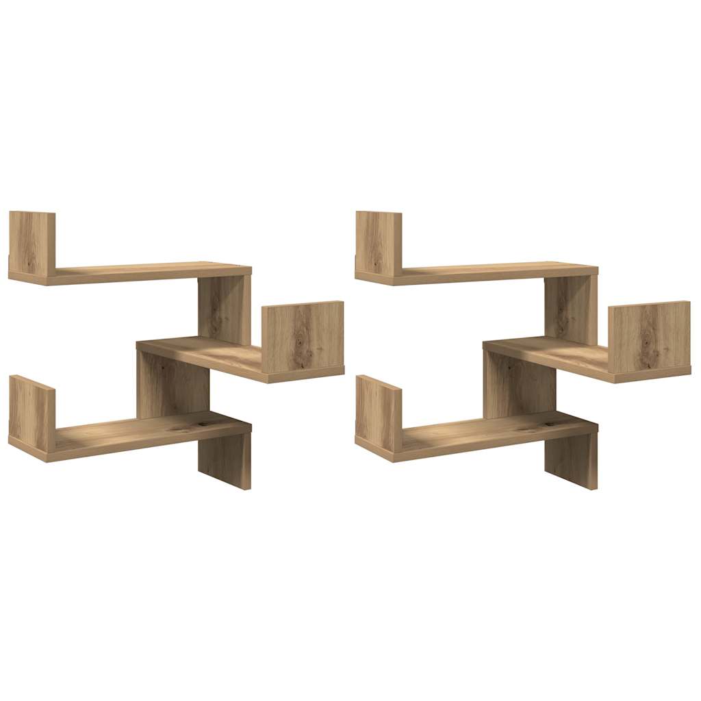 Mensole Angolari 2Pz Artigianale 40X40X49,5 Cm In Truciolato Rovere Artigianale