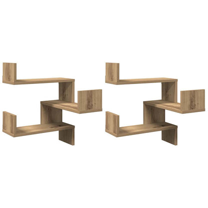 Mensole Angolari 2Pz Artigianale 40X40X49,5 Cm In Truciolato Rovere Artigianale