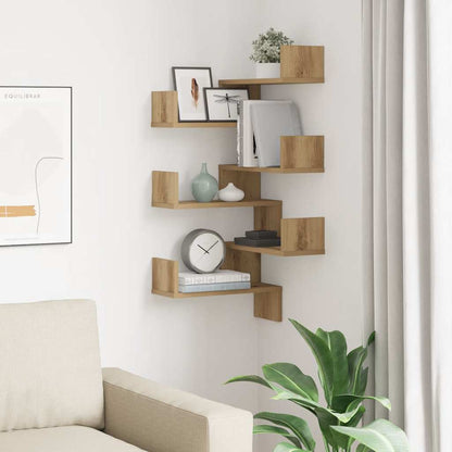 Mensole Angolari 2Pz Artigianale 40X40X49,5 Cm In Truciolato Rovere Artigianale
