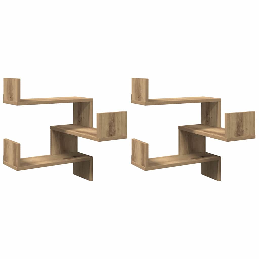 Mensole Angolari 2Pz Artigianale 40X40X49,5 Cm In Truciolato Rovere Artigianale