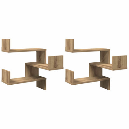 Mensole Angolari 2Pz Artigianale 40X40X49,5 Cm In Truciolato Rovere Artigianale