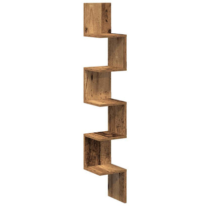 Mensola Angolare 20X20X127,5 Cm Truciolato Legno Antico
