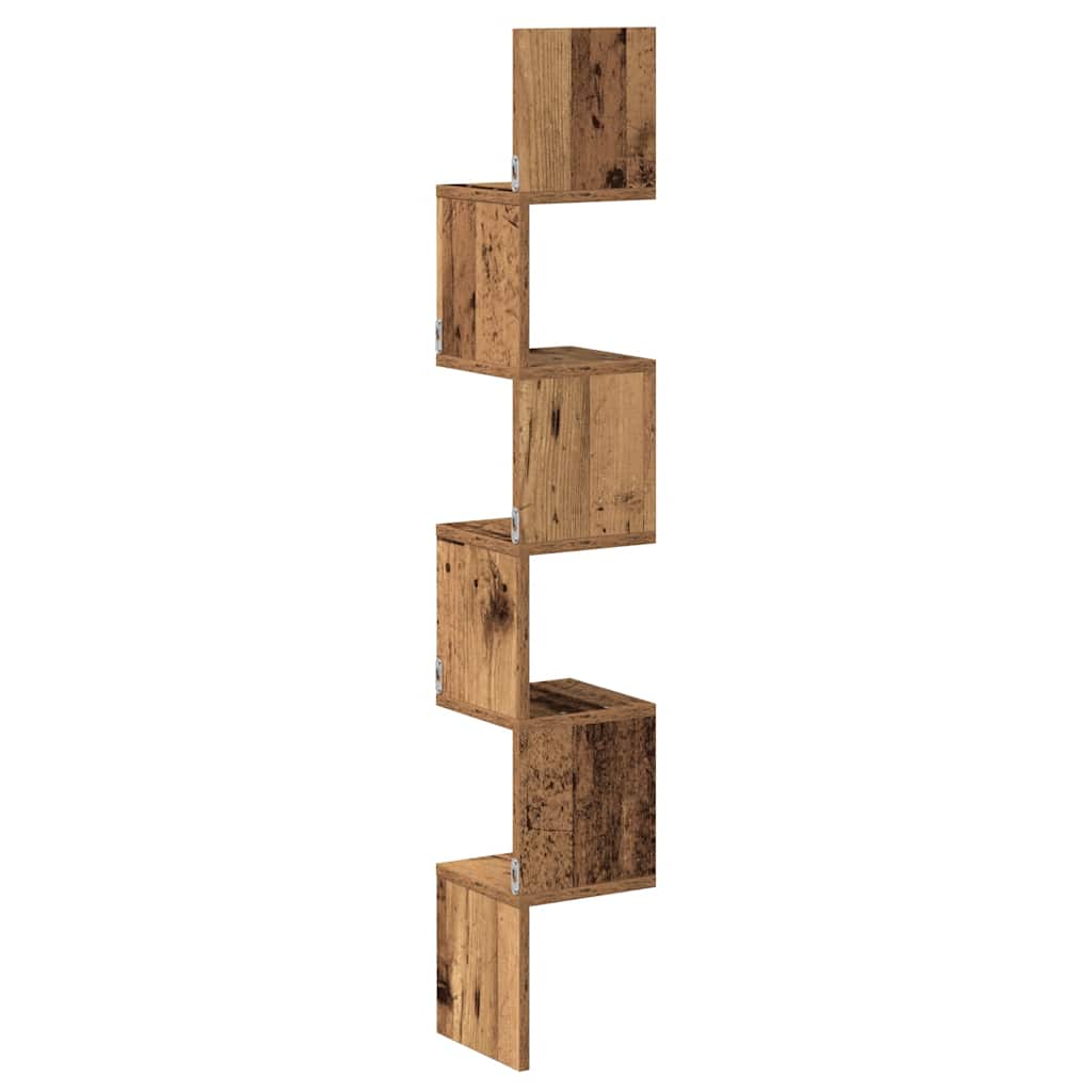 Mensola Angolare 20X20X127,5 Cm Truciolato Legno Antico