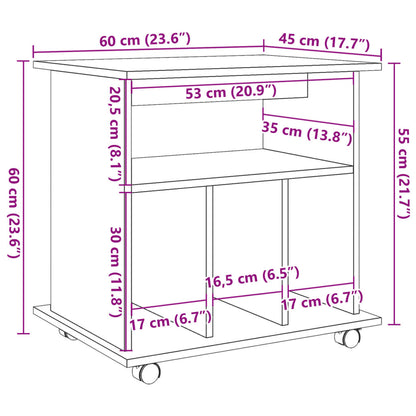 Armadietto Con Ruote 60X45X60 Cm Legno Multistrato
