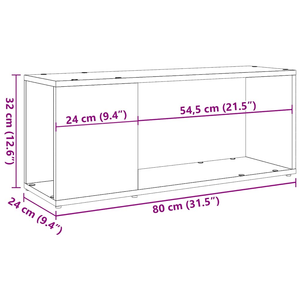 Mobile Porta Tv 80X24X32Cm Legno Multistrato Rovere Artigianale