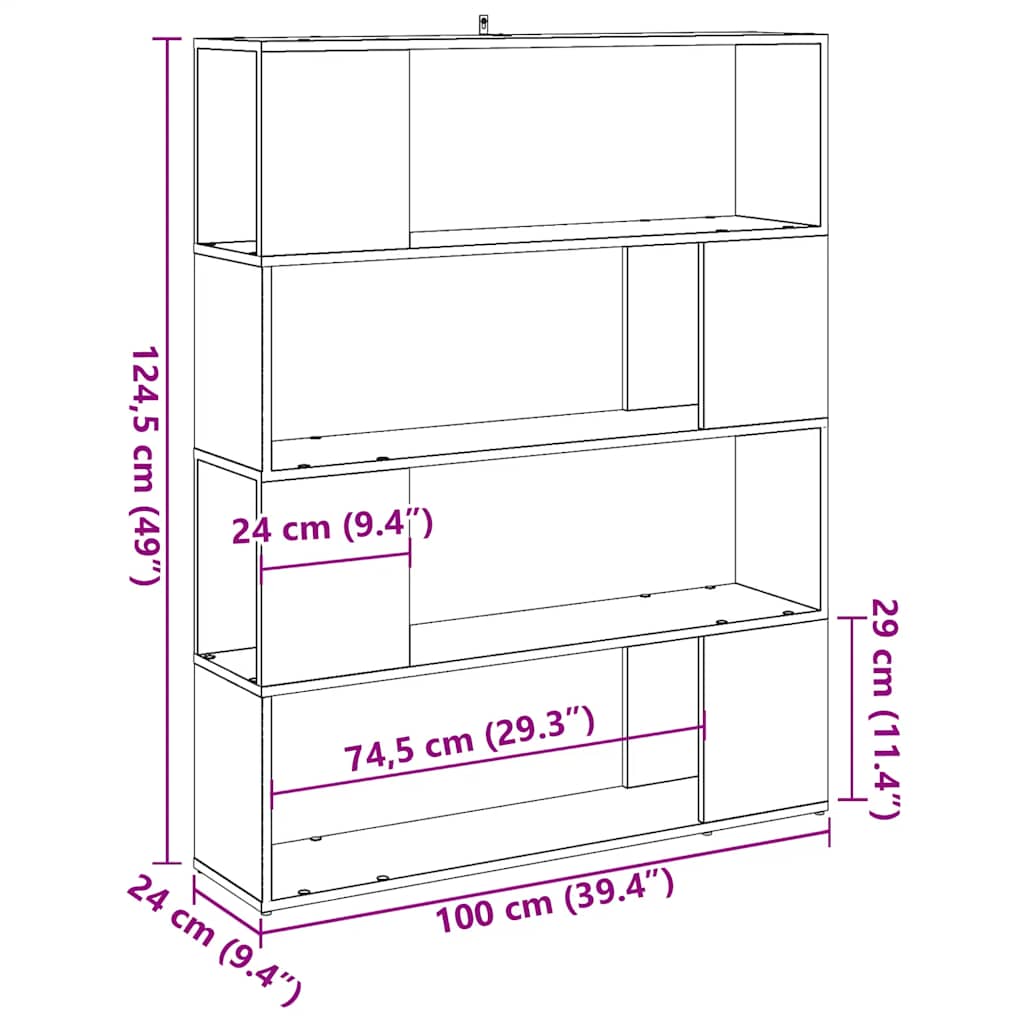 Libreria/Divisorio In Legno Vecchio 100X24X124,5 Cm Rovere Artigianale