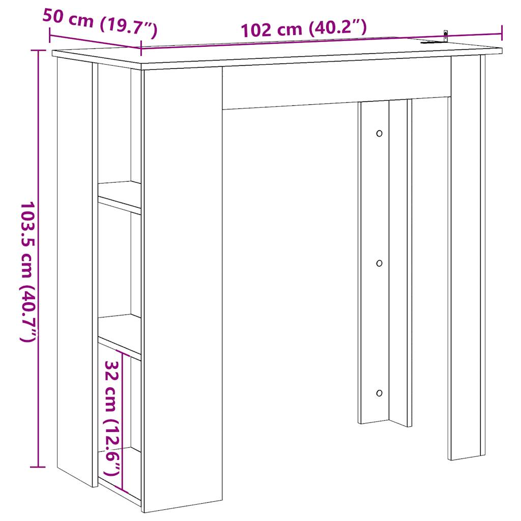 Tavolo Bar Con Ripiano Antico 102X50X103,5 Cm Truciolato