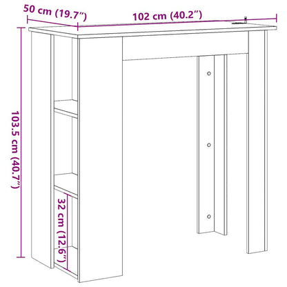 Tavolo Bar Con Ripiano Antico 102X50X103,5 Cm Truciolato