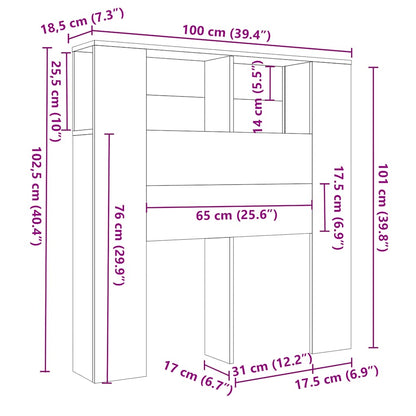 Testiera Con Contenitore Artigianale 100X18,5X102,5Cm Multistrato