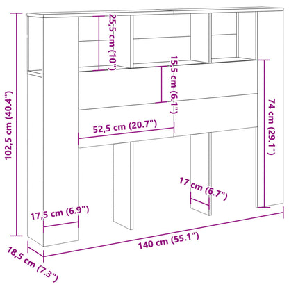 Testiera Contenitore 140X18,5X102,5 Cm Truciolato Legno Antico