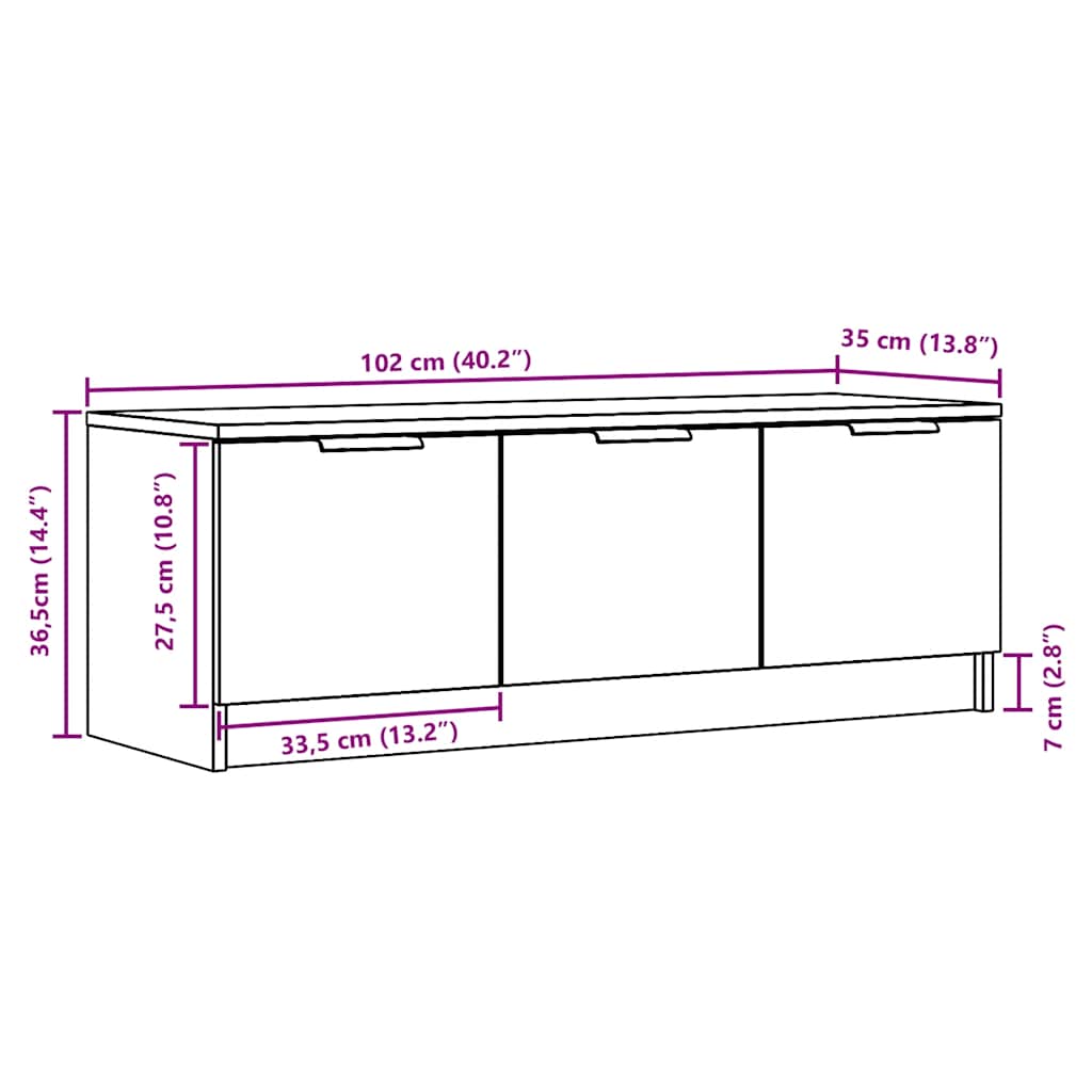 Mobile Porta Tv Legno Vecchio 102X35X36,5 Cm Legno Multistrato
