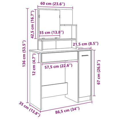 Toeletta Con Specchio 86,5X35X136 Cm