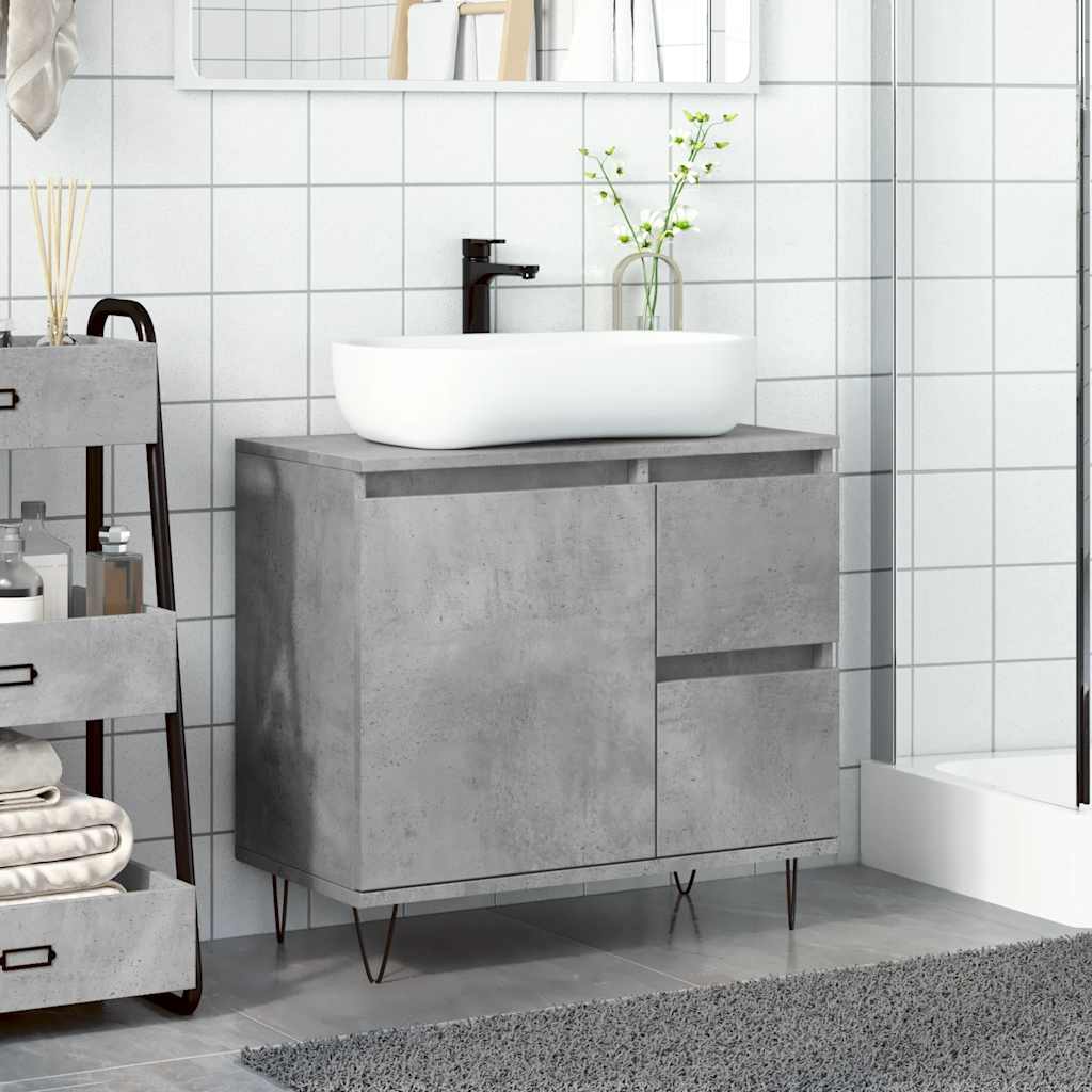 Armadietto Da Bagno Grigio Cemento 65X33X60Cm In Truciolato