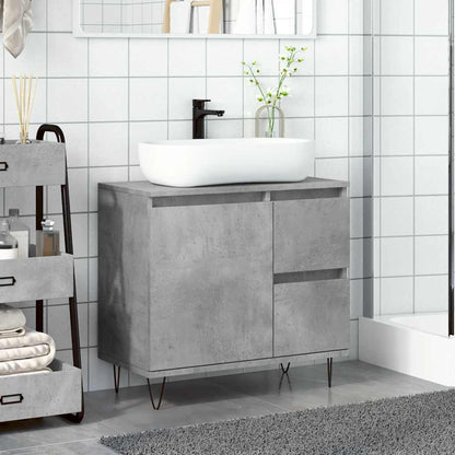 Armadietto Da Bagno Grigio Cemento 65X33X60Cm In Truciolato