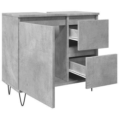 Armadietto Da Bagno Grigio Cemento 65X33X60Cm In Truciolato