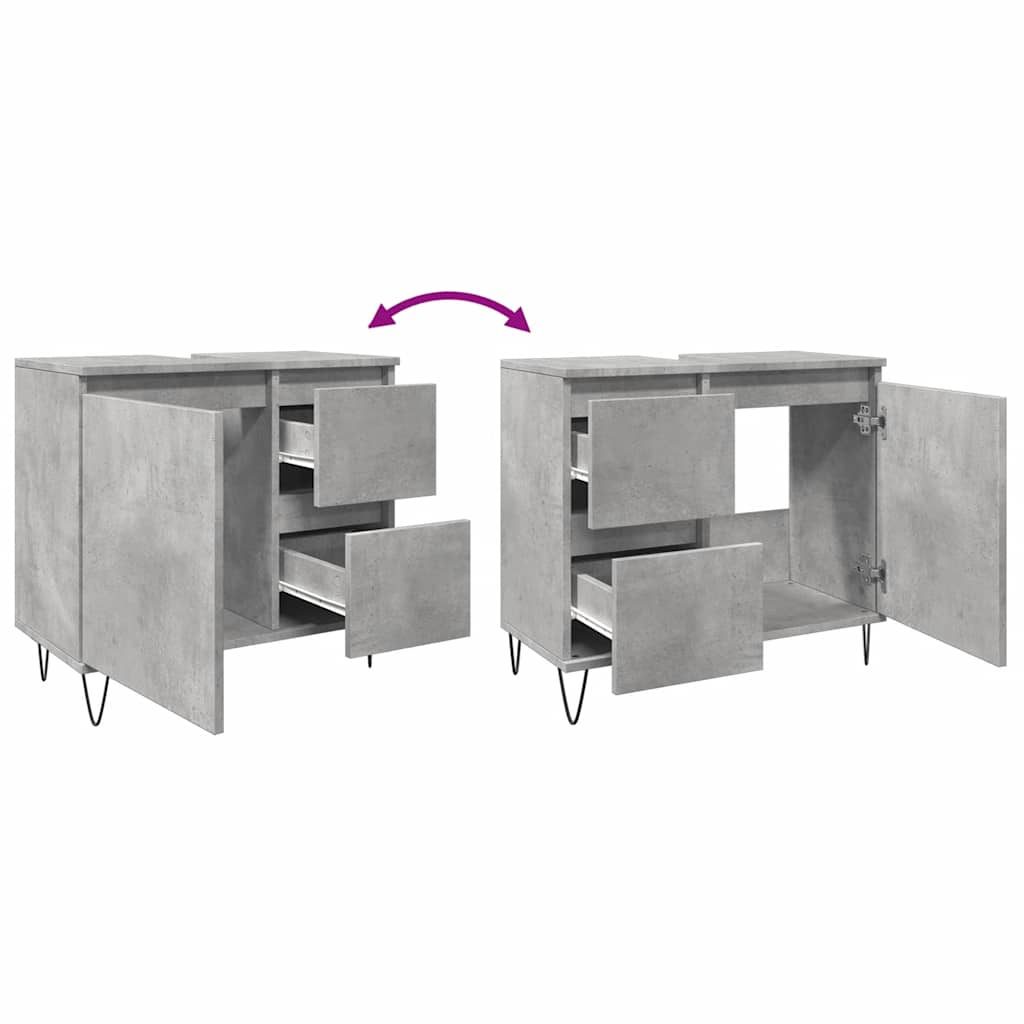 Armadietto Da Bagno Grigio Cemento 65X33X60Cm In Truciolato