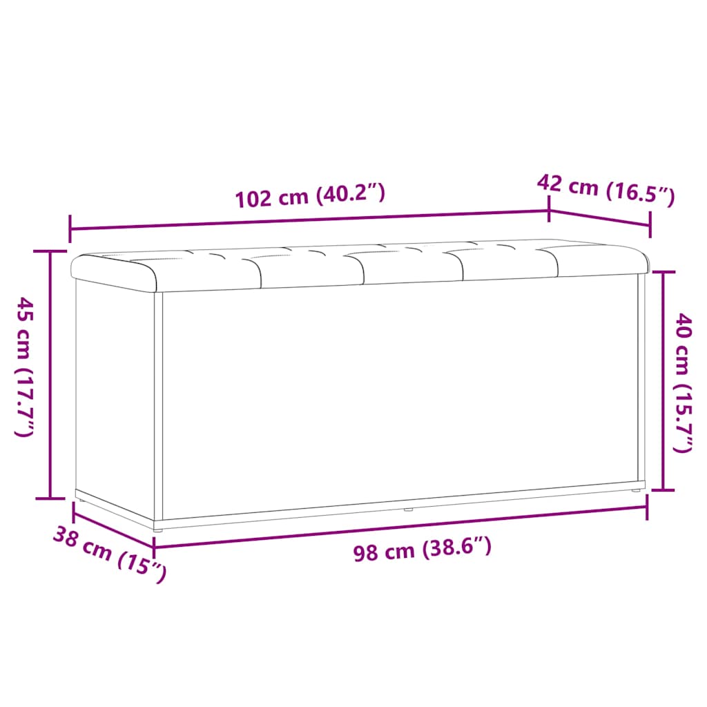 Panca Portaoggetti Legno Antico 102X42X45 Cm Legno Multistrato Legno Antico