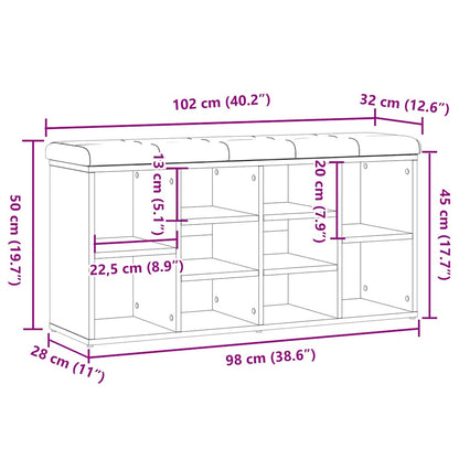 Panca Porta Scarpe Legno Antico 102X32X50 Cm Legno Multistrato Rovere Artigianale