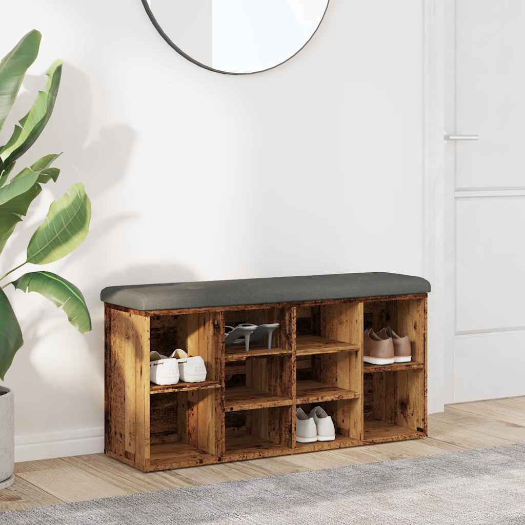 Panca Porta Scarpe Legno Antico 102X32X50 Cm Legno Multistrato Rovere Artigianale