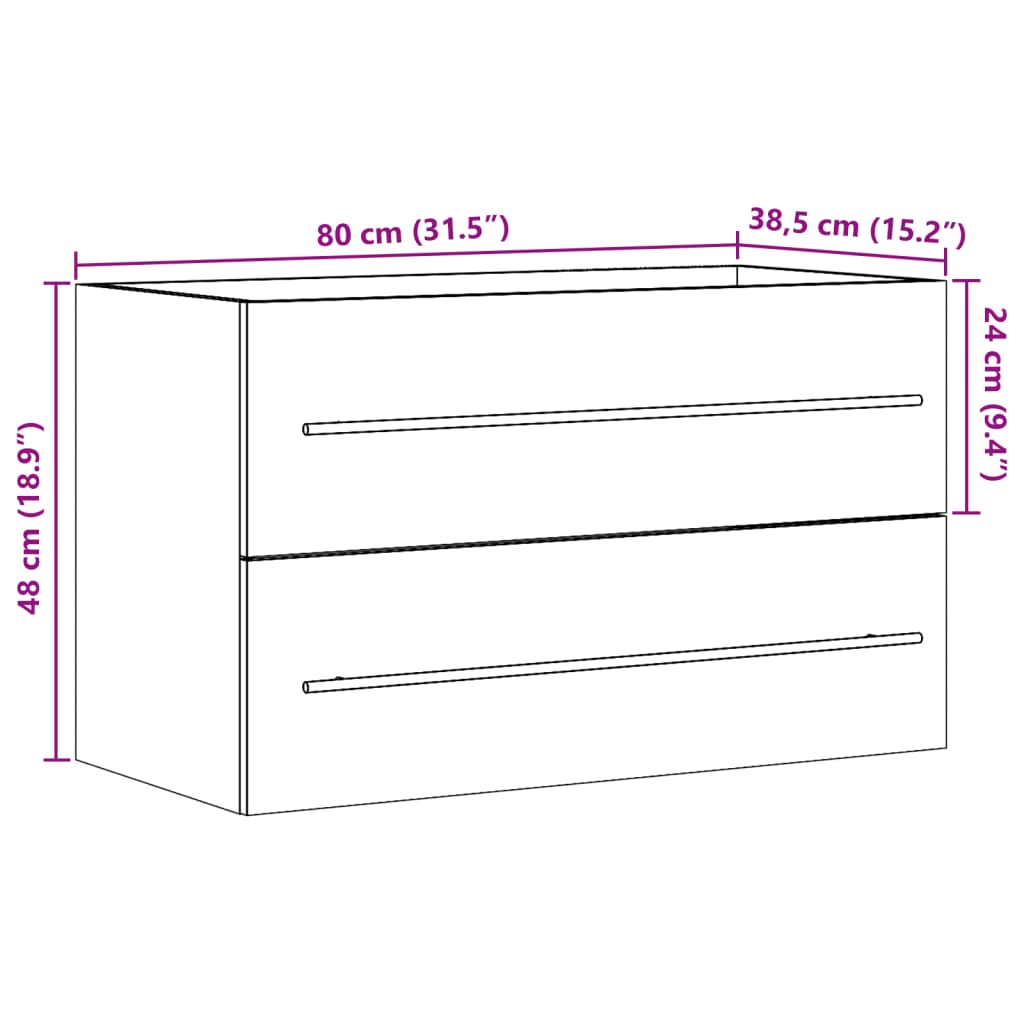 Mobile Lavabo 80X38,5X48 Cm In Truciolato Grigio Cemento