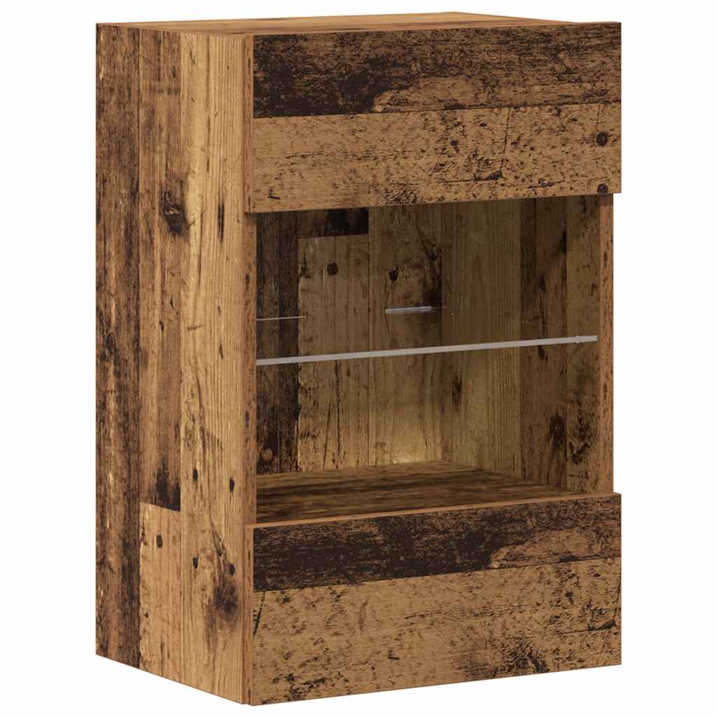Mobili Da Parete Con Luci Led Per Tv 2Pz Legno Vecchio 40X30X60,5 Cm