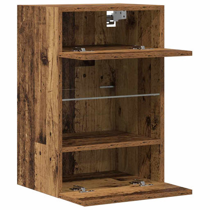 Mobili Da Parete Con Luci Led Per Tv 2Pz Legno Vecchio 40X30X60,5 Cm