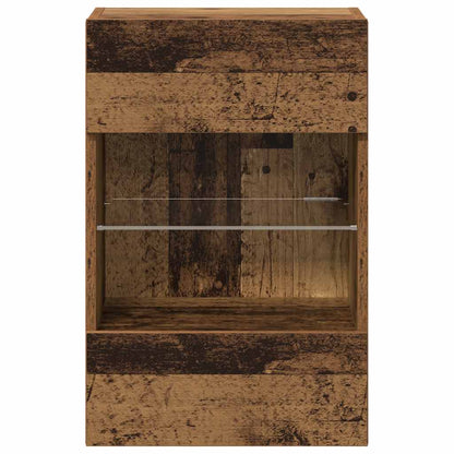 Mobili Da Parete Con Luci Led Per Tv 2Pz Legno Vecchio 40X30X60,5 Cm