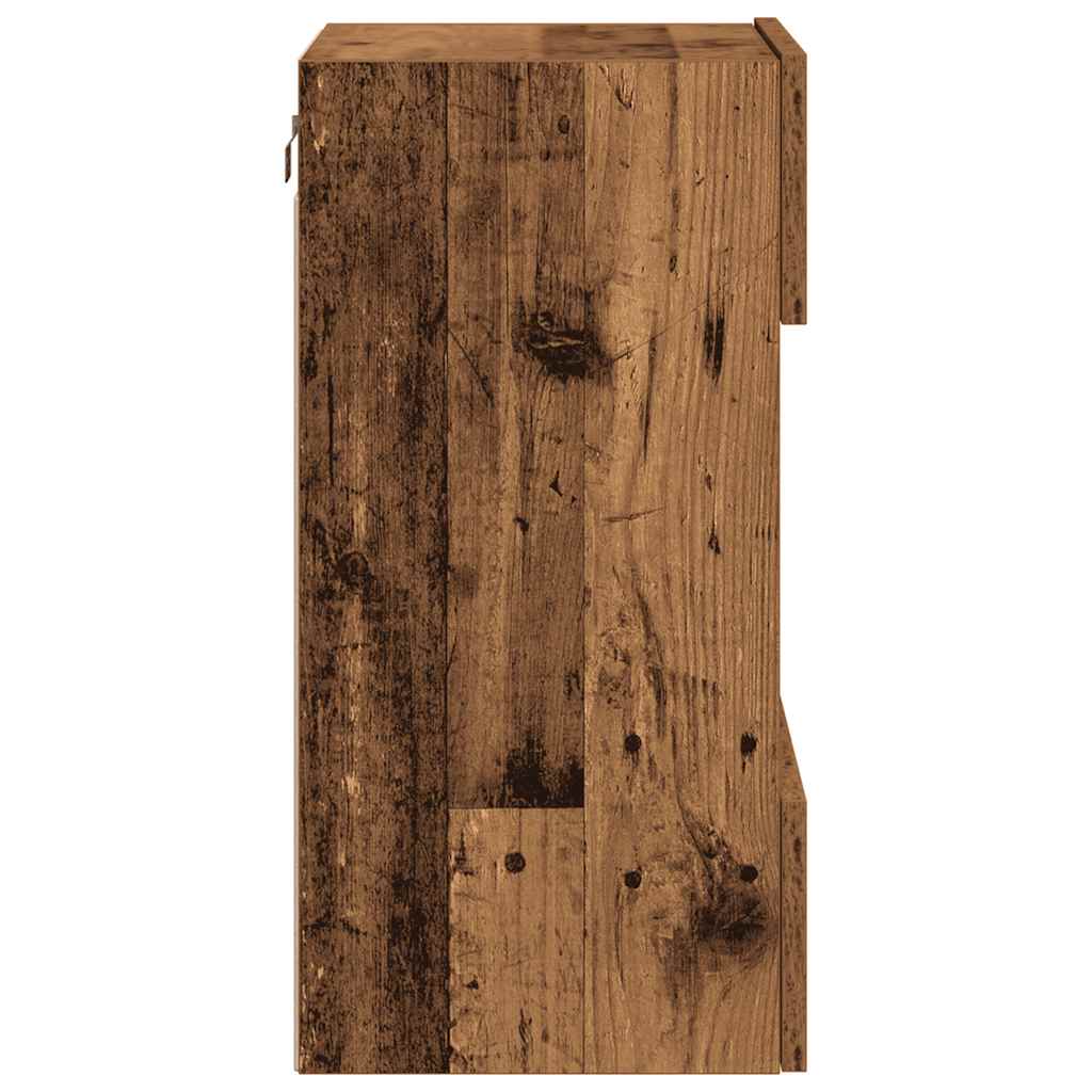 Mobili Da Parete Con Luci Led Per Tv 2Pz Legno Vecchio 40X30X60,5 Cm