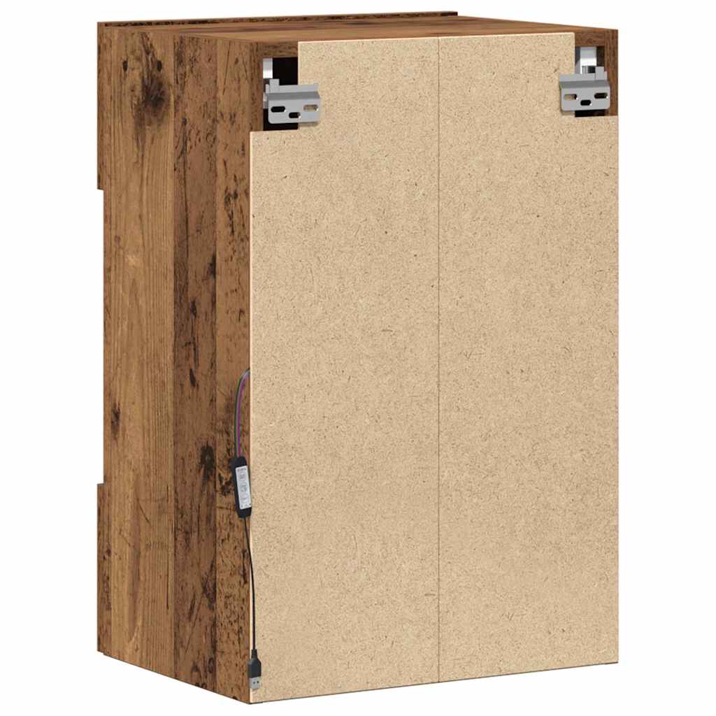 Mobili Da Parete Con Luci Led Per Tv 2Pz Legno Vecchio 40X30X60,5 Cm